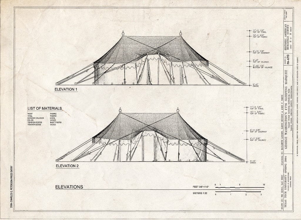 Blueprint HABS PA-6713 (Sheet 6 of 8) - George Washington's 1776 Sleeping Marquee, Valley Forge, Chester County, PA