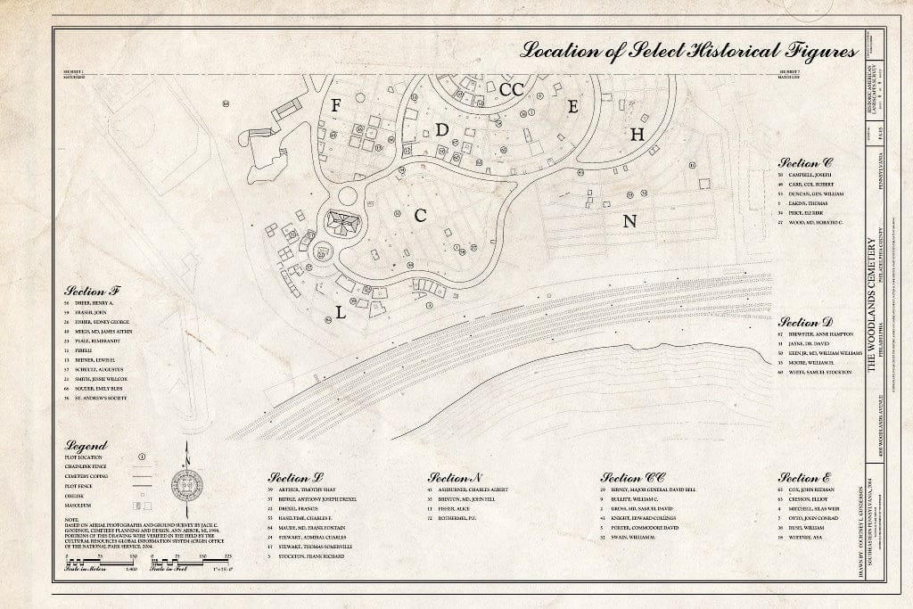 Blueprint HALS PA-5 (Sheet 8 of 8) - Woodlands Cemetery, 4000 Woodlands Avenue, Philadelphia, Philadelphia County, PA