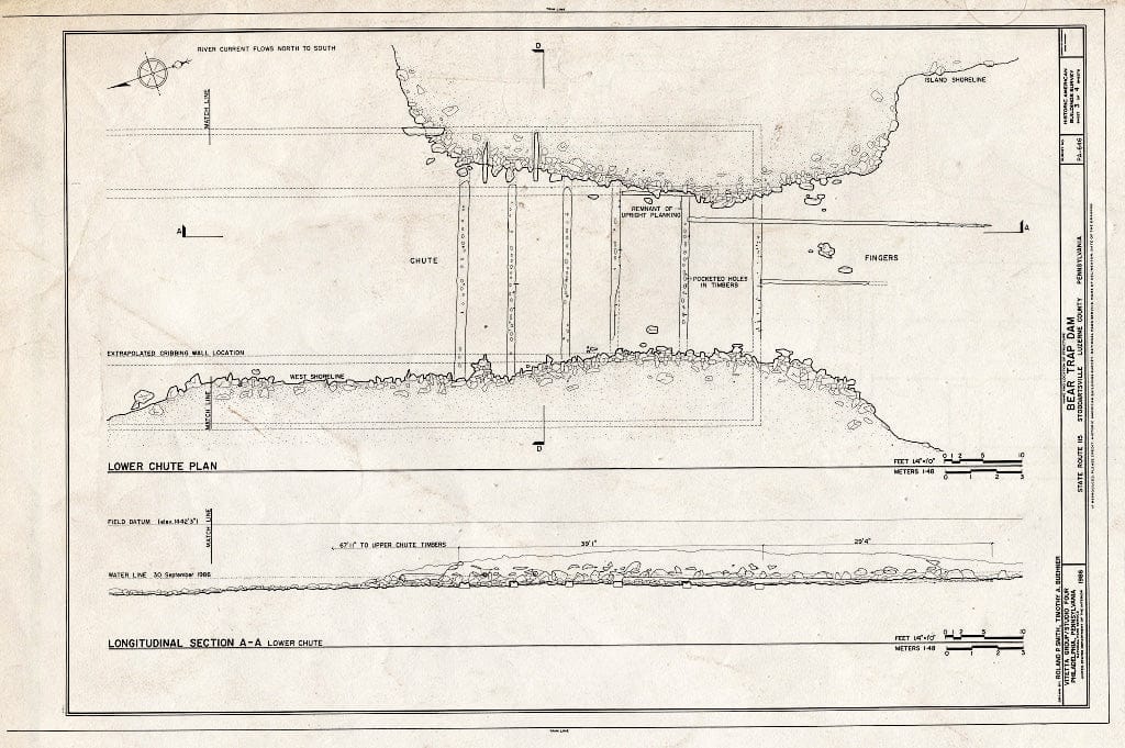 Blueprint Upper Chute Plan and Section - Bear Trap Dam, State Route 115, Stoddartsville, Luzerne County, PA