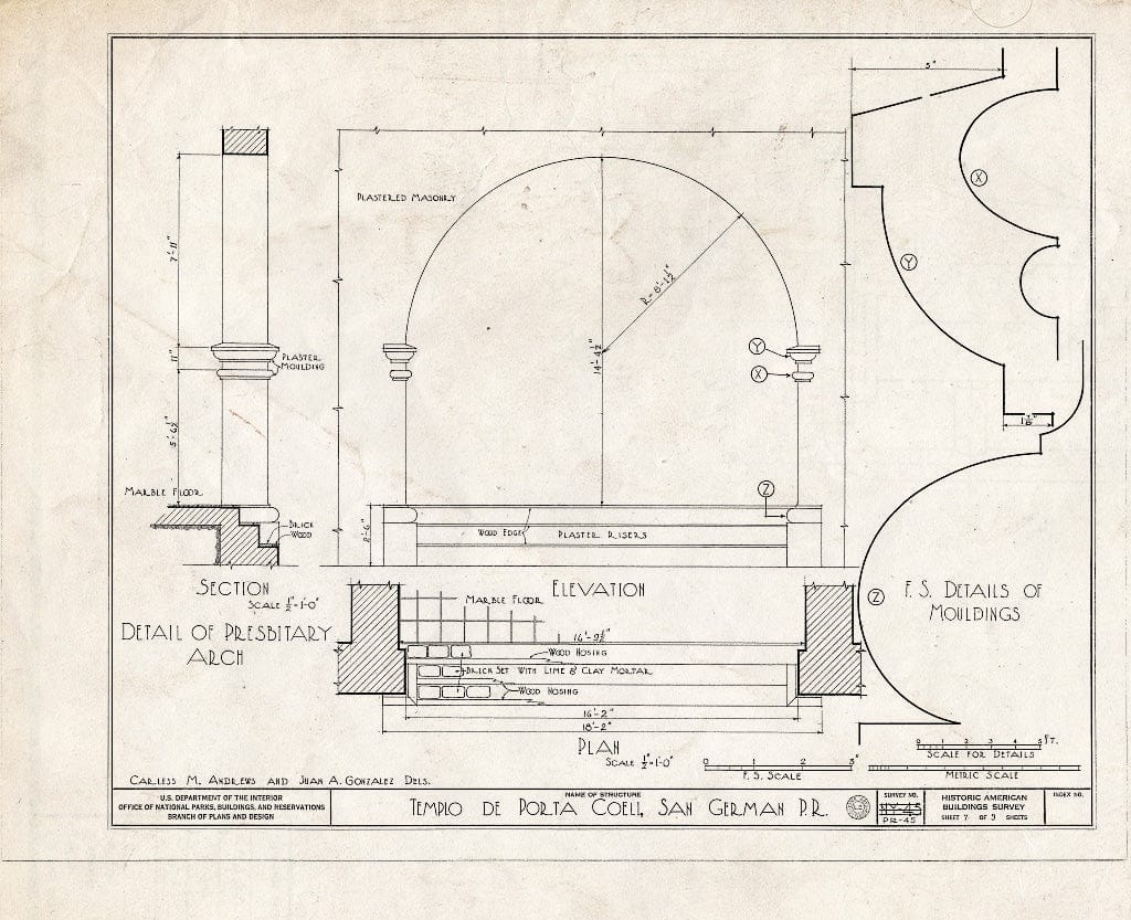 Blueprint HABS PR,5-SANG,1- (Sheet 7 of 9) - Templo de Porta Coeli, San German, San German Municipio, PR