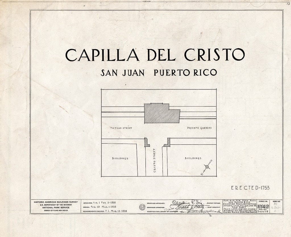 Blueprint HABS PR,7-SAJU,2- (Sheet 0 of 8) - Capilla del Cristo, Cristo & Tetuan Streets, San Juan, San Juan Municipio, PR