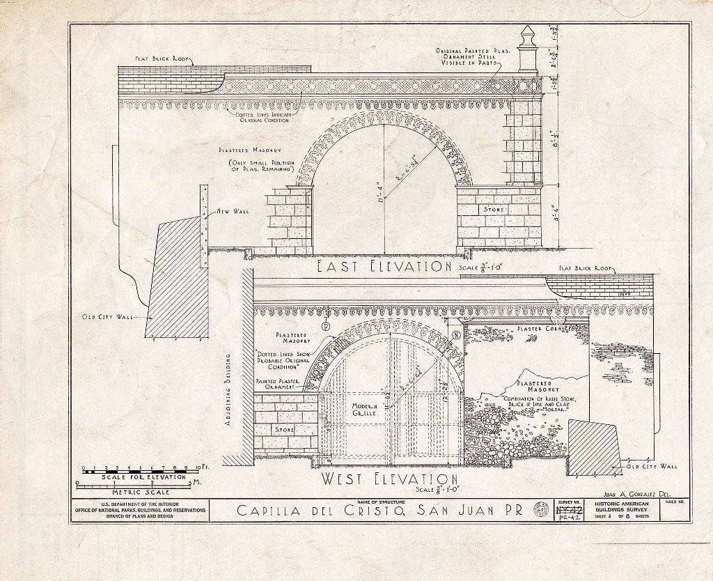 Blueprint HABS PR,7-SAJU,2- (Sheet 3 of 8) - Capilla del Cristo, Cristo & Tetuan Streets, San Juan, San Juan Municipio, PR