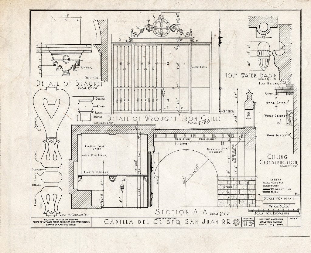 Blueprint HABS PR,7-SAJU,2- (Sheet 4 of 8) - Capilla del Cristo, Cristo & Tetuan Streets, San Juan, San Juan Municipio, PR