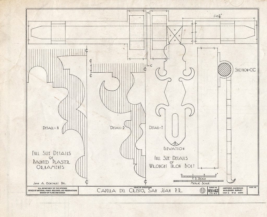 Blueprint HABS PR,7-SAJU,2- (Sheet 6 of 8) - Capilla del Cristo, Cristo & Tetuan Streets, San Juan, San Juan Municipio, PR