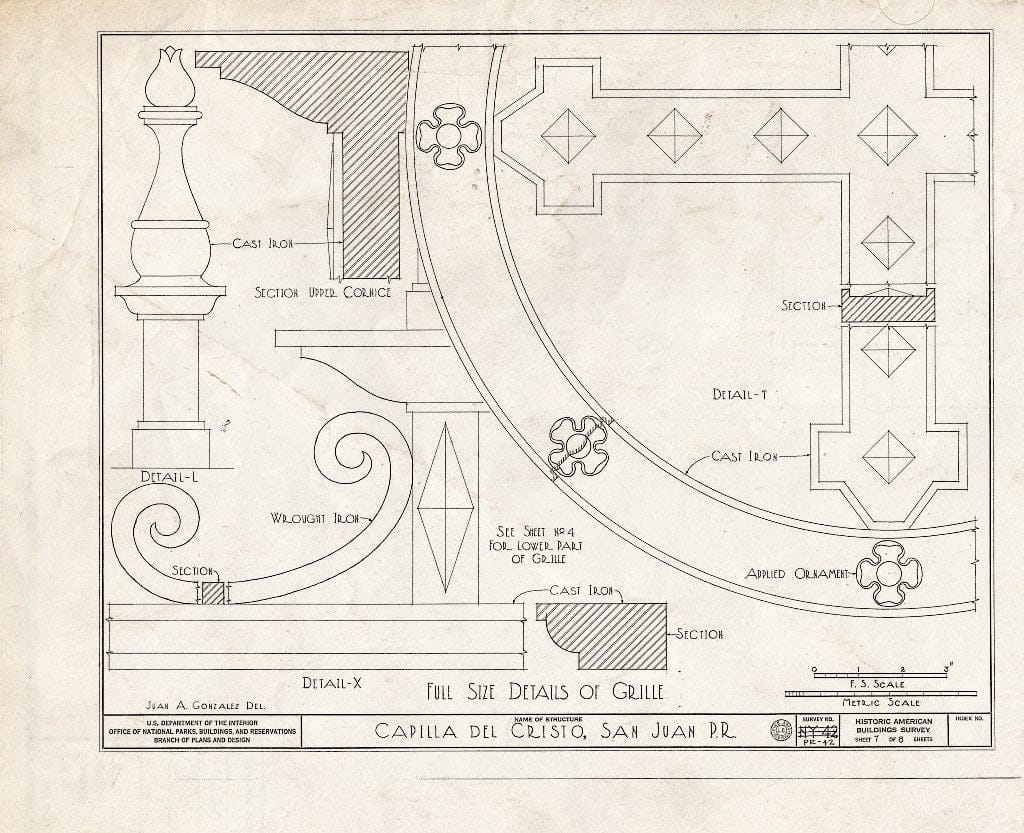 Blueprint HABS PR,7-SAJU,2- (Sheet 7 of 8) - Capilla del Cristo, Cristo & Tetuan Streets, San Juan, San Juan Municipio, PR