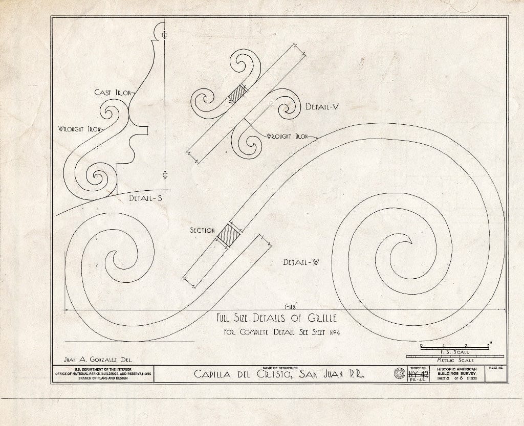 Blueprint HABS PR,7-SAJU,2- (Sheet 8 of 8) - Capilla del Cristo, Cristo & Tetuan Streets, San Juan, San Juan Municipio, PR