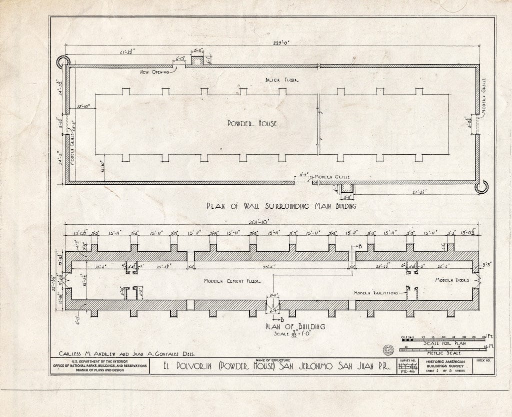 Blueprint HABS PR,7-SAJU,4- (Sheet 1 of 5) - Fortin de San Jeronimo, Powder House, San Juan, San Juan Municipio, PR