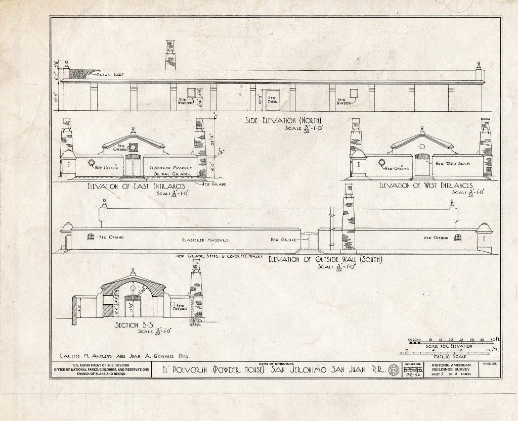 Blueprint HABS PR,7-SAJU,4- (Sheet 2 of 5) - Fortin de San Jeronimo, Powder House, San Juan, San Juan Municipio, PR