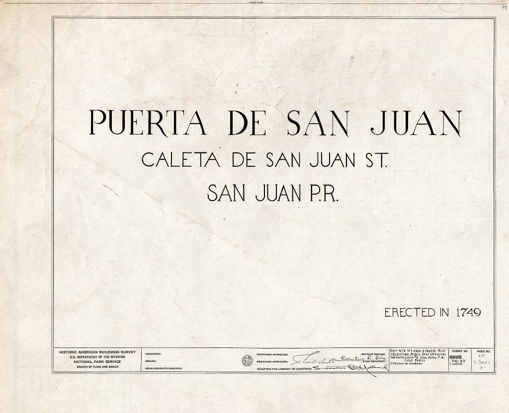 Blueprint HABS PR,7-SAJU,3- (Sheet 0 of 7) - Puerta de San Juan, N. of La Fortaleza at Caleta San Juan, San Juan, San Juan Municipio, PR