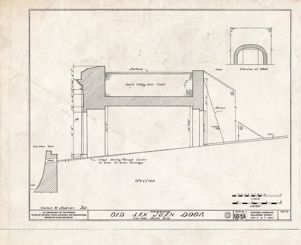 Blueprint HABS PR,7-SAJU,3- (Sheet 6 of 7) - Puerta de San Juan, N. of La Fortaleza at Caleta San Juan, San Juan, San Juan Municipio, PR