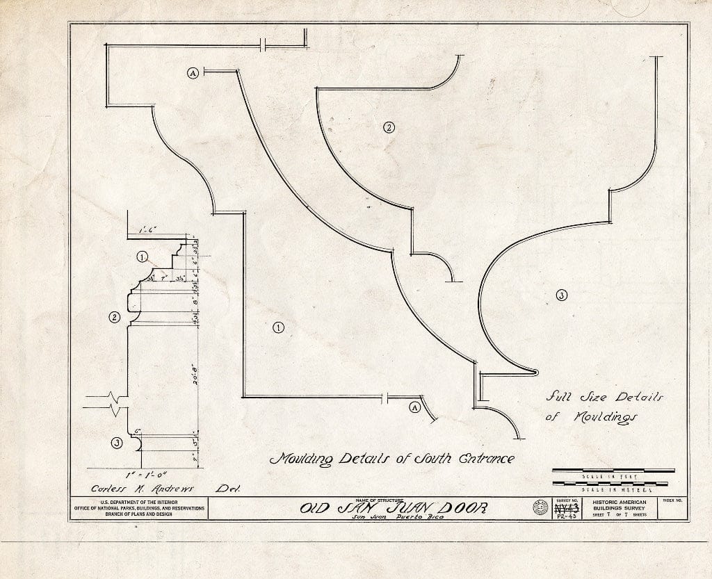 Blueprint HABS PR,7-SAJU,3- (Sheet 7 of 7) - Puerta de San Juan, N. of La Fortaleza at Caleta San Juan, San Juan, San Juan Municipio, PR