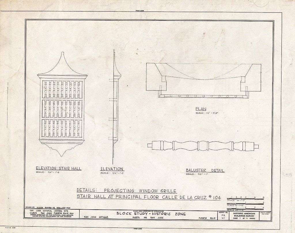Blueprint HABS PR,7-SAJU,42- (Sheet 7 of 12) - Historic Zone, Block Study, Calle de las Cruz,Sol,Luna & San Jose, San Juan, San Juan Municipio, PR