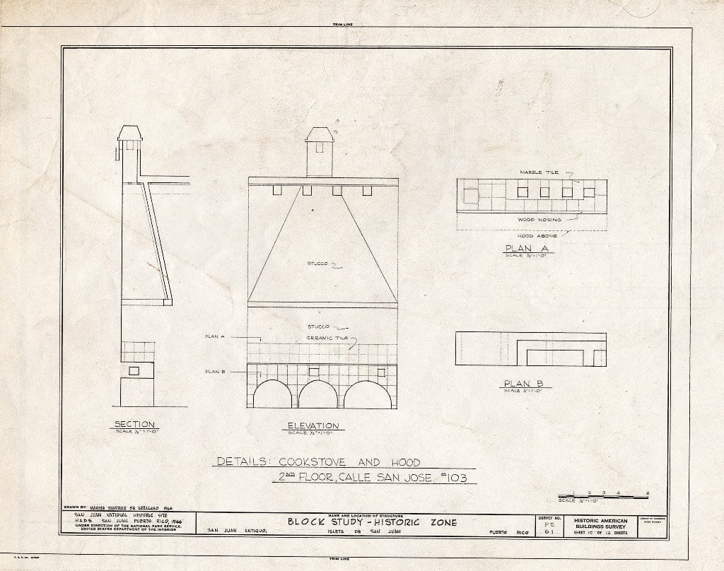Blueprint HABS PR,7-SAJU,42- (Sheet 10 of 12) - Historic Zone, Block Study, Calle de las Cruz,Sol,Luna & San Jose, San Juan, San Juan Municipio, PR