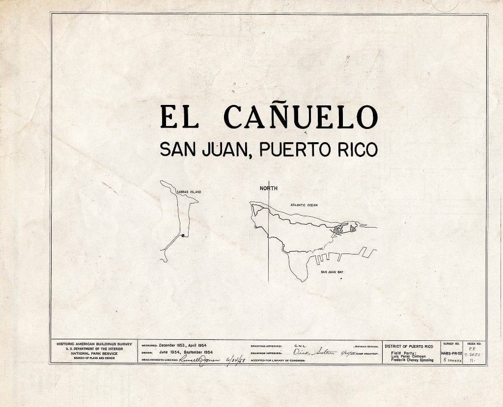 Blueprint HABS PR,7-SAJU,11- (Sheet 0 of 5) - Fortin de San Juan de la Cruz, El Canuelo, Isla de Cabras, San Juan, San Juan Municipio, PR
