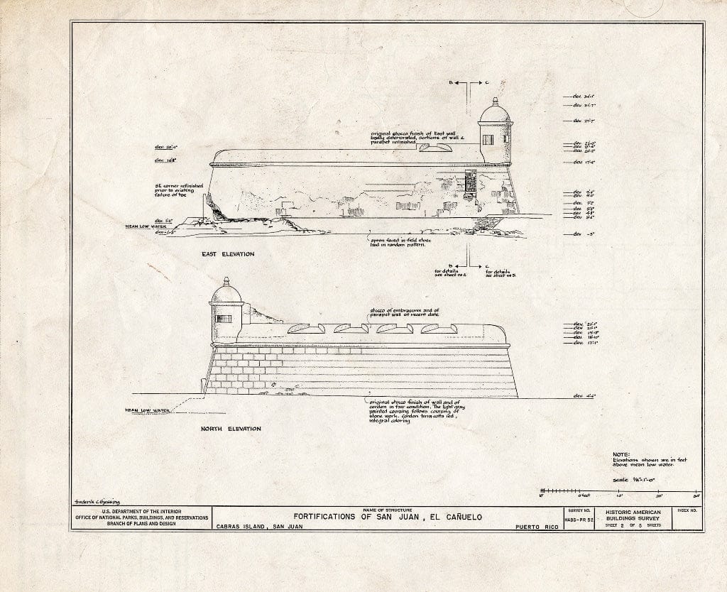 Blueprint HABS PR,7-SAJU,11- (Sheet 2 of 5) - Fortin de San Juan de la Cruz, El Canuelo, Isla de Cabras, San Juan, San Juan Municipio, PR