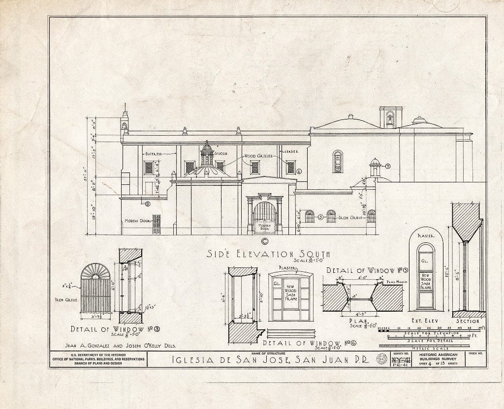Blueprint HABS PR,7-SAJU,1- (Sheet 4 of 13) - Iglesia San Jose, Calle San Sebatian, San Juan, San Juan Municipio, PR