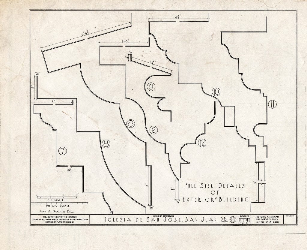 Blueprint HABS PR,7-SAJU,1- (Sheet 10 of 13) - Iglesia San Jose, Calle San Sebatian, San Juan, San Juan Municipio, PR