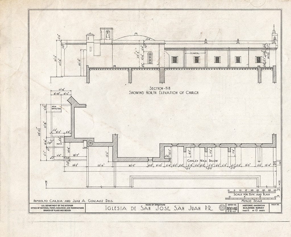 Blueprint HABS PR,7-SAJU,1- (Sheet 11 of 13) - Iglesia San Jose, Calle San Sebatian, San Juan, San Juan Municipio, PR