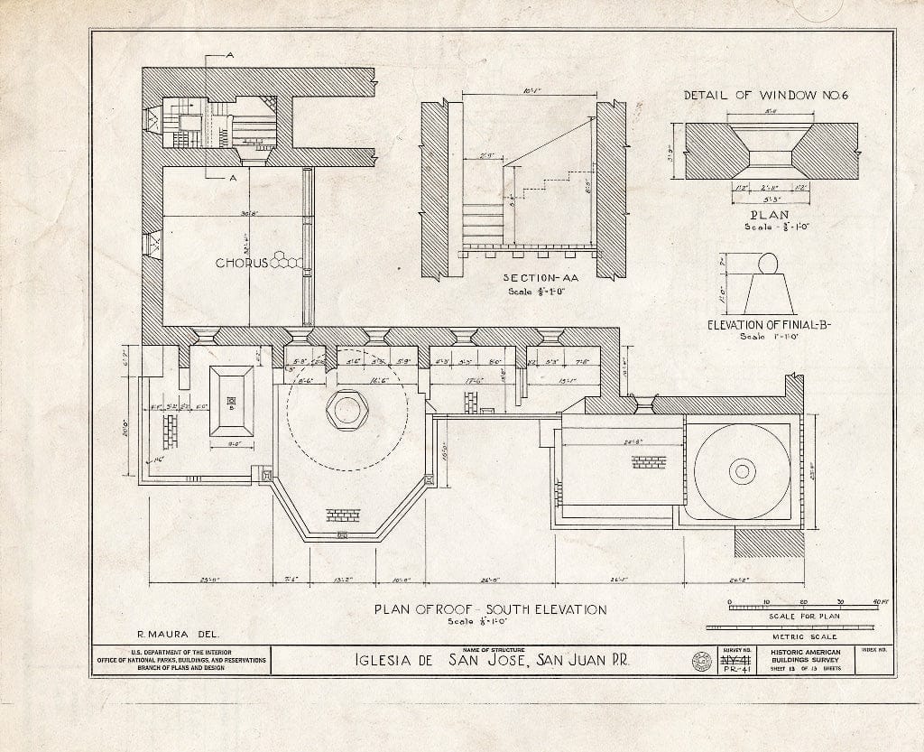 Blueprint HABS PR,7-SAJU,1- (Sheet 13 of 13) - Iglesia San Jose, Calle San Sebatian, San Juan, San Juan Municipio, PR