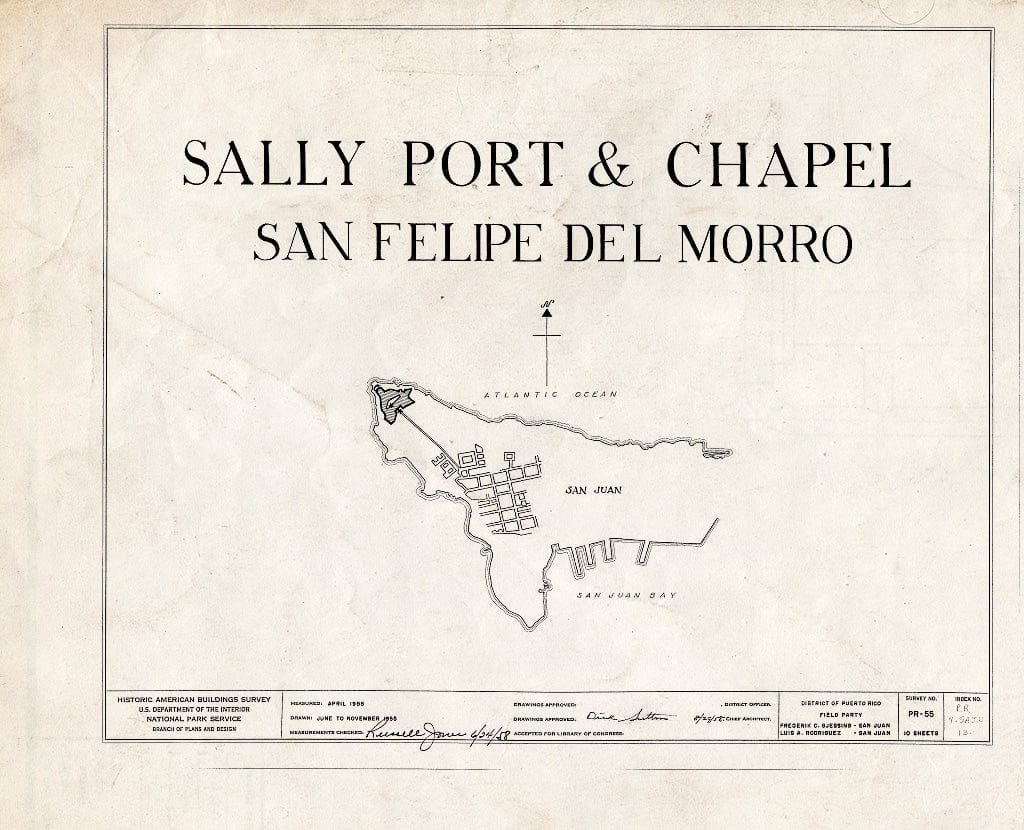 Blueprint HABS PR,7-SAJU,13- (Sheet 0 of 10) - Castillo de San Felipe del Morro Sally Port & Chapel, Northwest end of San Juan Island, San Juan, San Juan Municipio, PR