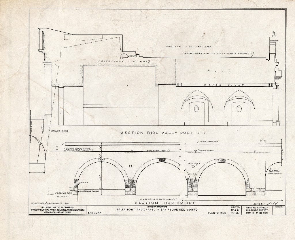 Blueprint HABS PR,7-SAJU,13- (Sheet 2 of 10) - Castillo de San Felipe del Morro Sally Port & Chapel, Northwest end of San Juan Island, San Juan, San Juan Municipio, PR