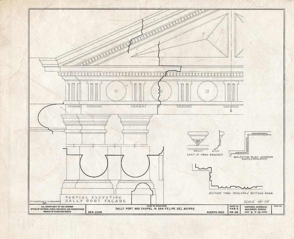 Blueprint HABS PR,7-SAJU,13- (Sheet 5 of 10) - Castillo de San Felipe del Morro Sally Port & Chapel, Northwest end of San Juan Island, San Juan, San Juan Municipio, PR