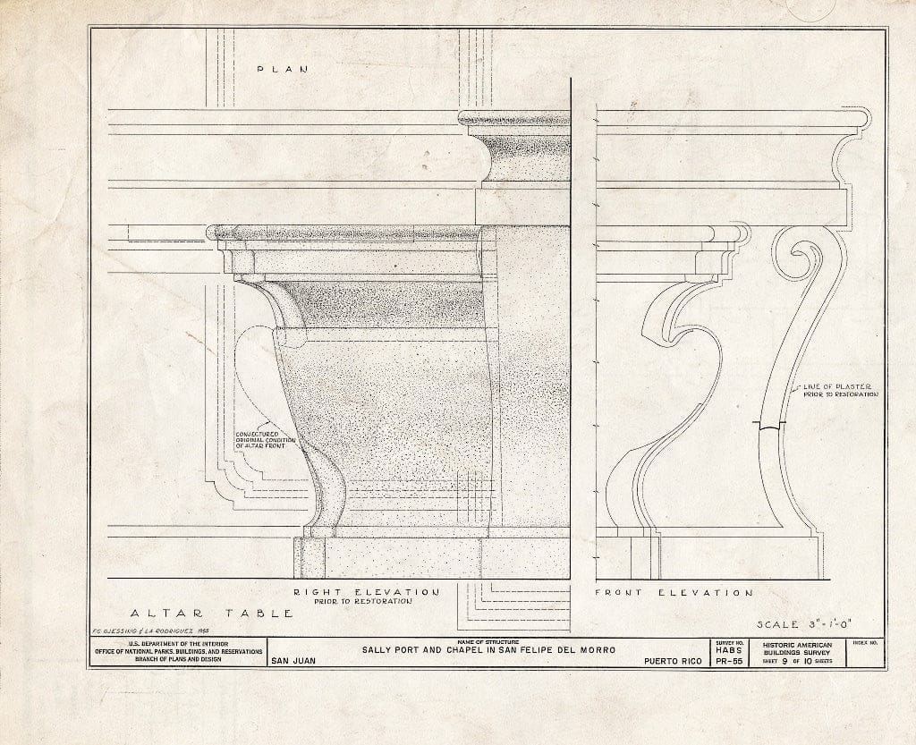 Blueprint HABS PR,7-SAJU,13- (Sheet 9 of 10) - Castillo de San Felipe del Morro Sally Port & Chapel, Northwest end of San Juan Island, San Juan, San Juan Municipio, PR