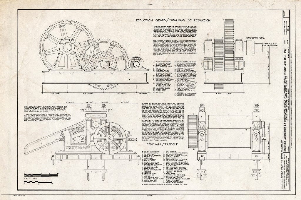 Blueprint HAER PR,55-MANA,1A- (sheet 3 of 4) - Hacienda Azucarera La Esperanza, Steam Engine & Mill, 2.65 Mi. N of PR Rt. 2 Bridge over Manati River, Manati, Manati Municipio, PR