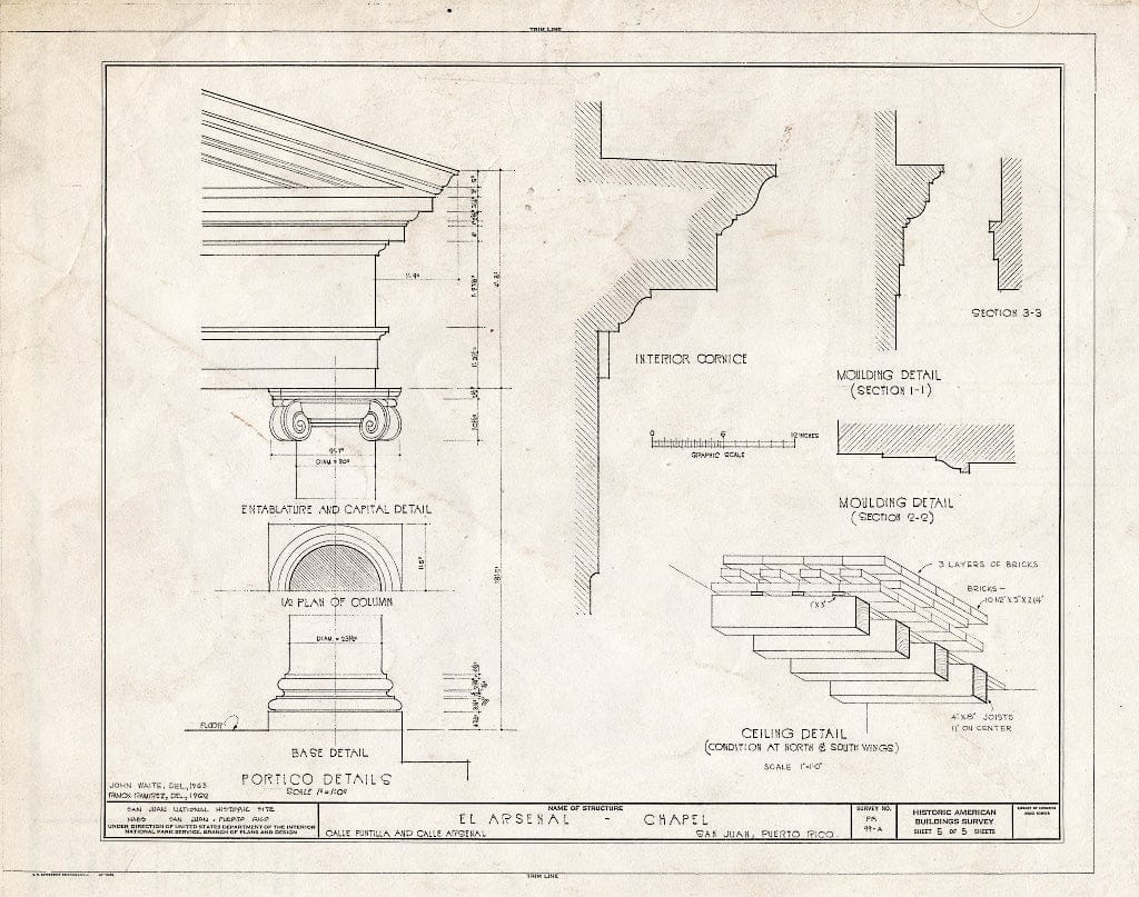 Blueprint HABS PR,7-SAJU,43A- (Sheet 5 of 5) - El Arsenal, Chapel, Calle Arsenal, San Juan, San Juan Municipio, PR
