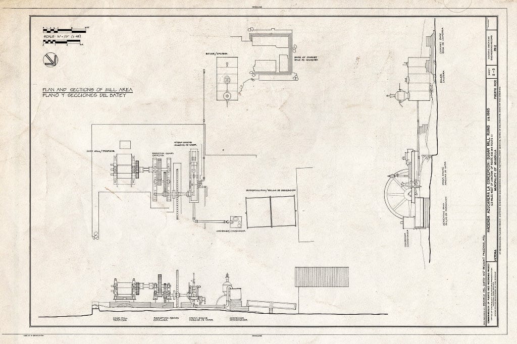 Blueprint HAER PR,11-VICT,1A- (Sheet 2 of 5) - Hacienda Azucarera La Concepcion, Sugar Mill Ruins.3 Mi. W. of Junction of Rts. 418 & 111, Victoria, Agaudilla Municipio, PR