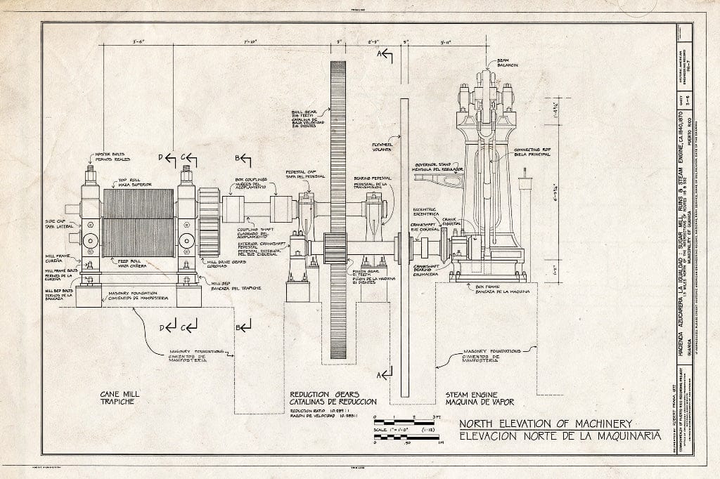 Blueprint HAER PR,35-GUAN.V,1A- (Sheet 3 of 6) - Hacienda Azucarera la Igualdad, Sugar Mill Ruins & Steam Engine, PR Route 332, Guanica, Guanica Municipio, PR