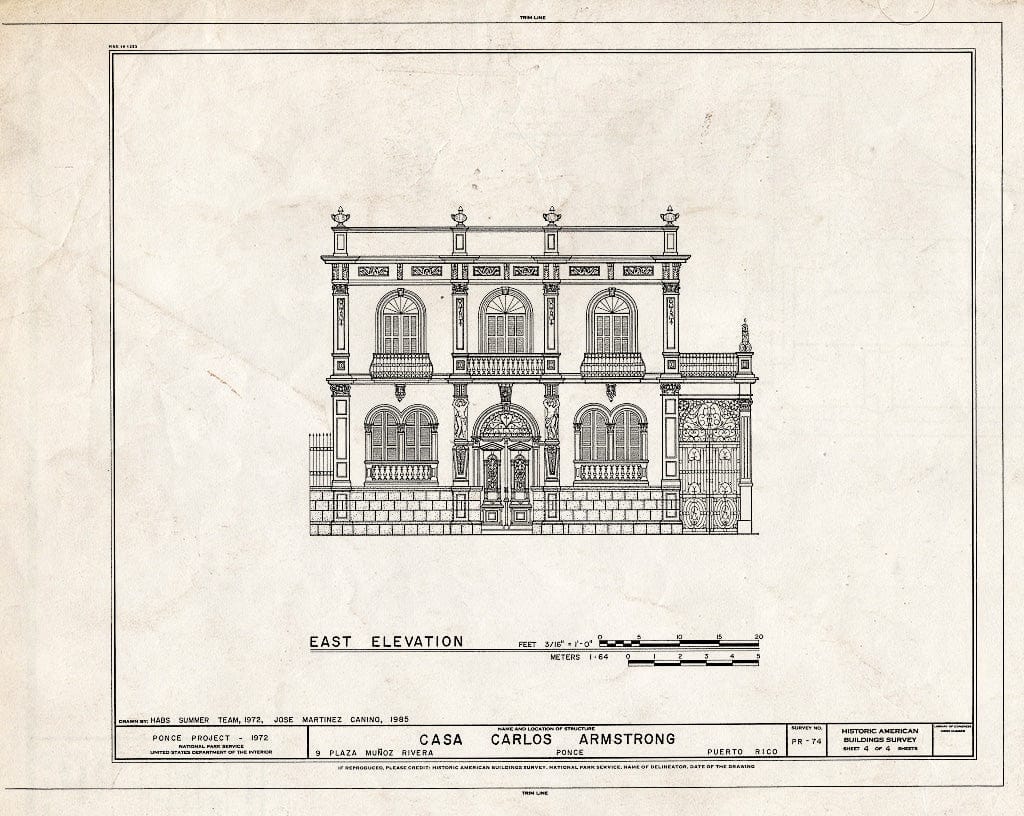 Blueprint HABS PR,6-Ponce,2- (Sheet 4 of 4) - Casa Carlos Armstrong, 9 Plaza Munoz Rivera, Ponce, Ponce Municipio, PR