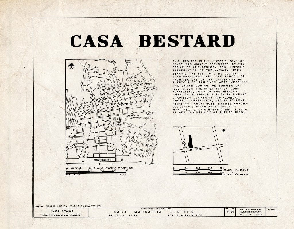 Blueprint HABS PR,6-Ponce,7- (Sheet 1 of 4) - Casa Margarita Bestard, 118 Calle Reina, Ponce, Ponce Municipio, PR