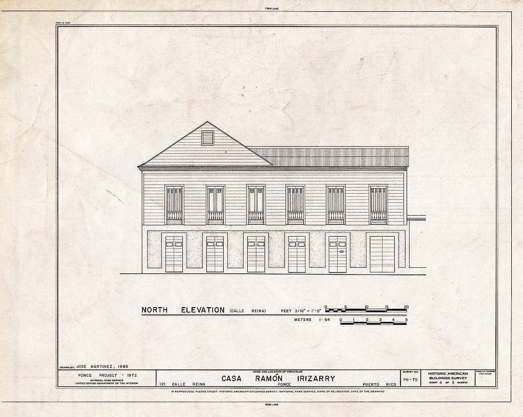 Blueprint HABS PR,6-Ponce,8- (Sheet 4 of 5) - Casa Ramon Irizarry, 121 Calle Reina, Ponce, Ponce Municipio, PR
