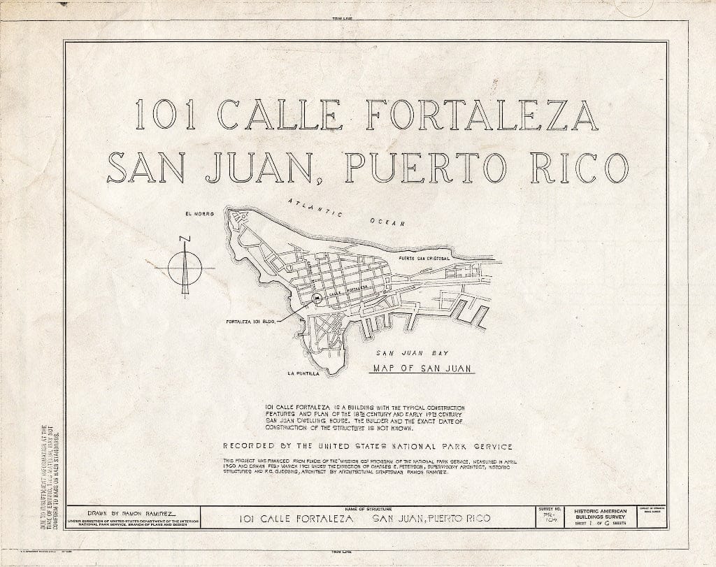 Blueprint HABS PR,7-SAJU,15- (Sheet 1 of 6) - 101 Calle Fortaleza (House), San Juan, San Juan Municipio, PR