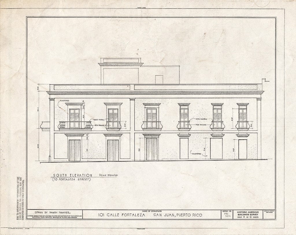 Blueprint HABS PR,7-SAJU,15- (Sheet 4 of 6) - 101 Calle Fortaleza (House), San Juan, San Juan Municipio, PR