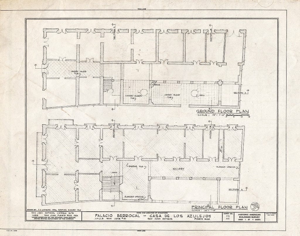 Blueprint HABS PR,7-SAJU,25- (Sheet 2 of 4) - Casa de Los Azulejos, 101 Calle San Jose, San Juan, San Juan Municipio, PR