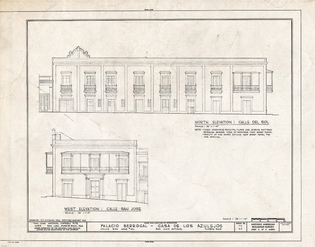 Blueprint HABS PR,7-SAJU,25- (Sheet 3 of 4) - Casa de Los Azulejos, 101 Calle San Jose, San Juan, San Juan Municipio, PR