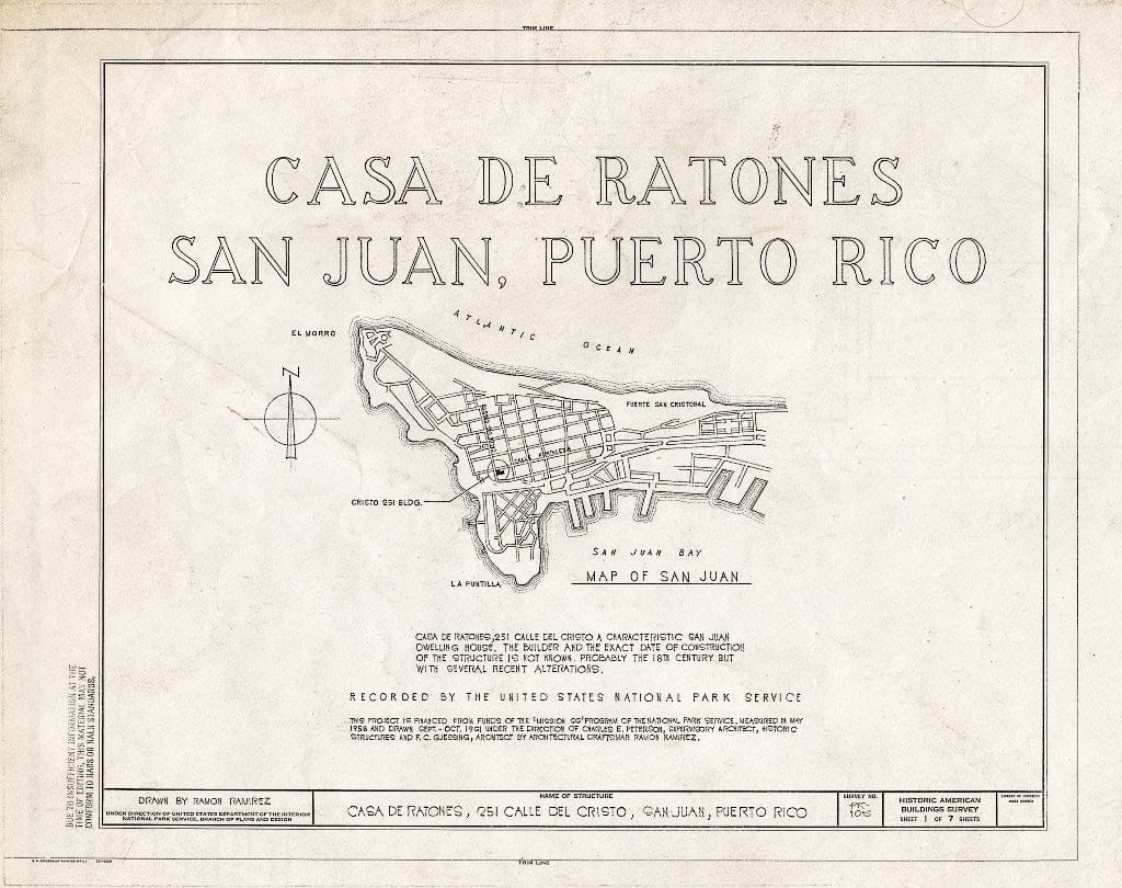 Blueprint HABS PR,7-SAJU,14- (Sheet 1 of 7) - Casa de Ratones, 251 Calle de Cristo, San Juan, San Juan Municipio, PR