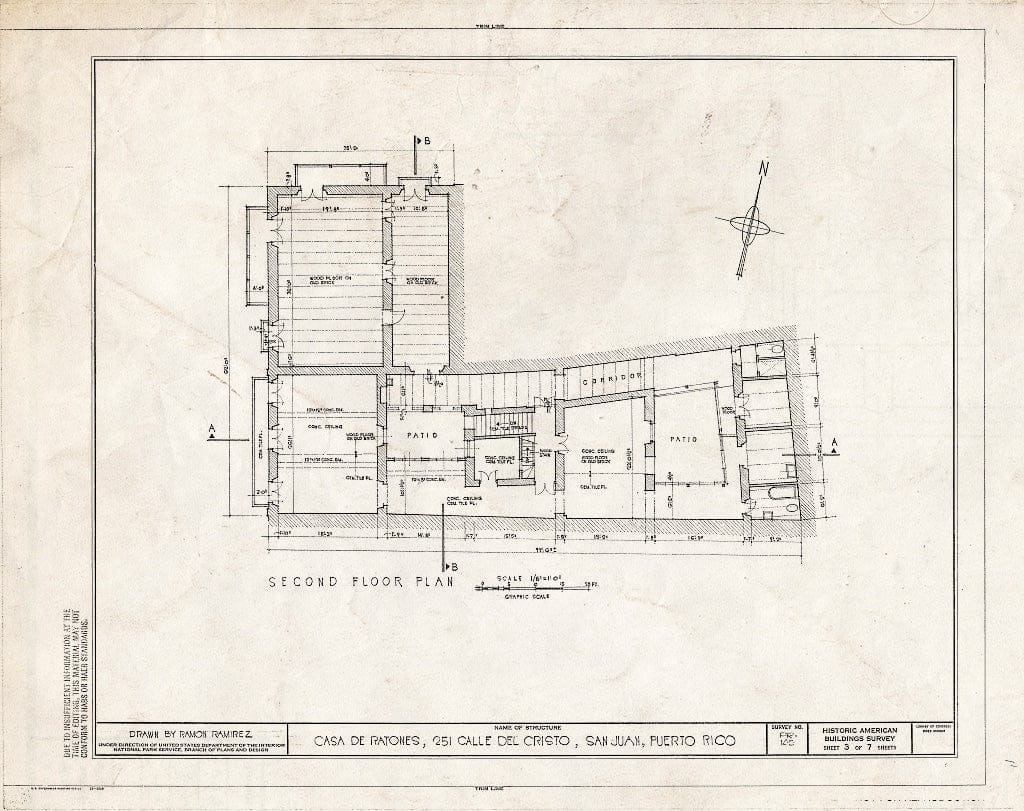 Blueprint HABS PR,7-SAJU,14- (Sheet 3 of 7) - Casa de Ratones, 251 Calle de Cristo, San Juan, San Juan Municipio, PR
