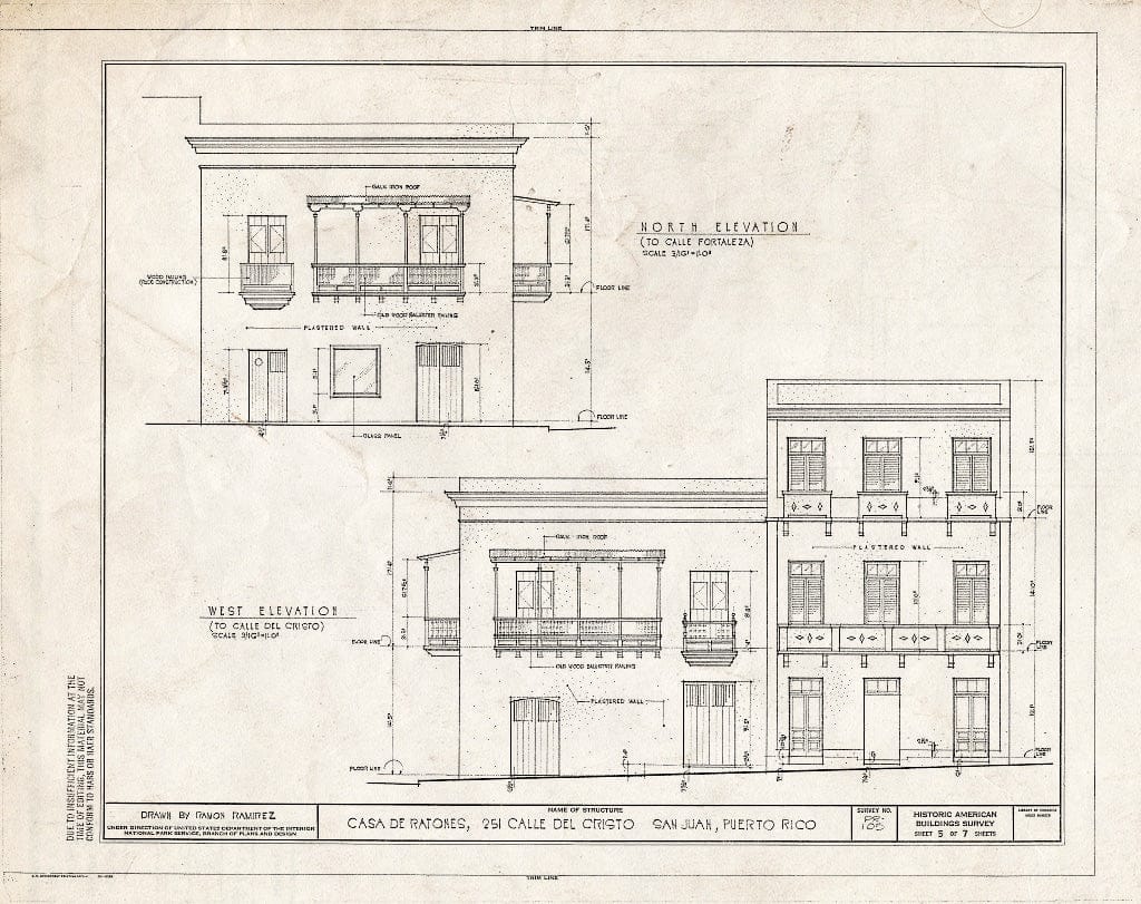 Blueprint HABS PR,7-SAJU,14- (Sheet 5 of 7) - Casa de Ratones, 251 Calle de Cristo, San Juan, San Juan Municipio, PR