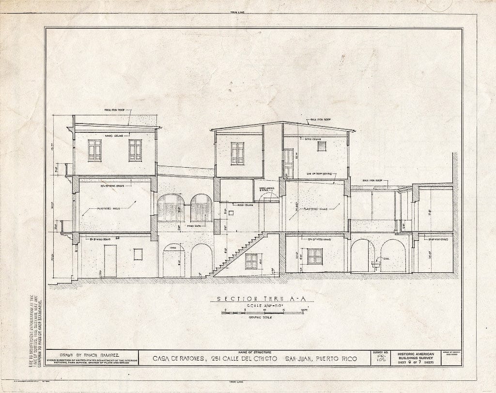 Blueprint HABS PR,7-SAJU,14- (Sheet 6 of 7) - Casa de Ratones, 251 Calle de Cristo, San Juan, San Juan Municipio, PR