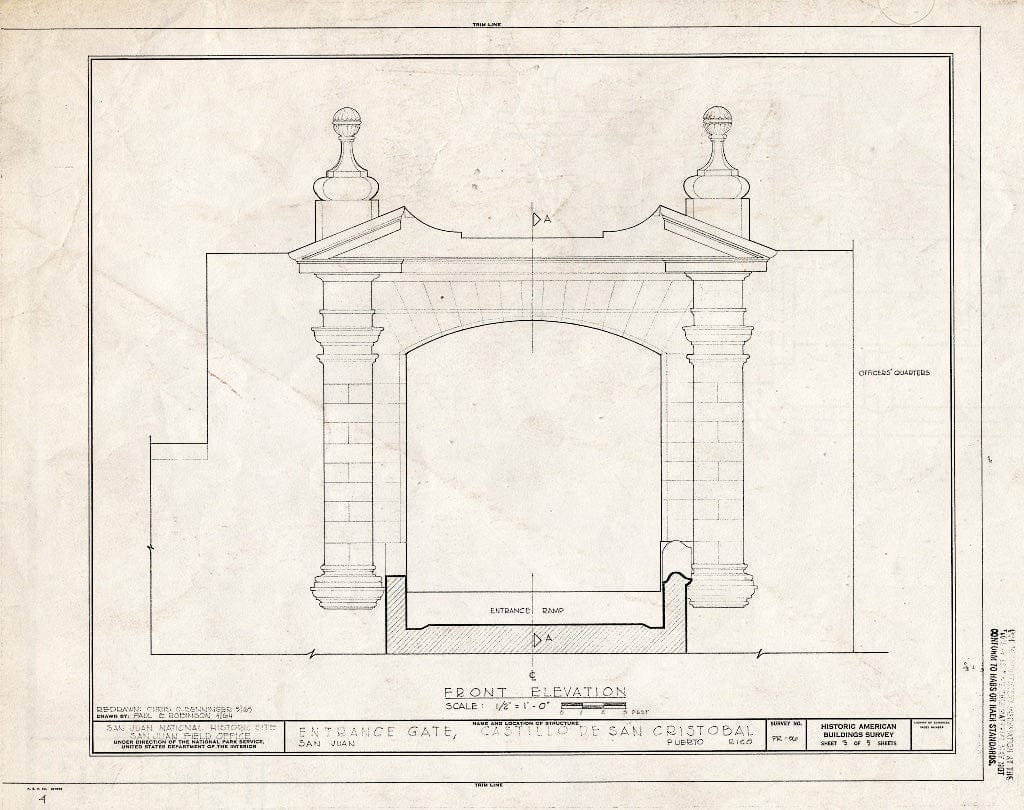 Blueprint HABS PR,7-SAJU,47- (Sheet 3 of 5) - Entrance Gate, Boulevard Norzagaray, San Juan, San Juan Municipio, PR