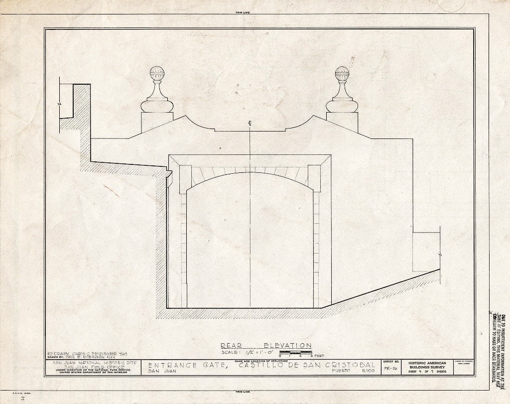 Blueprint HABS PR,7-SAJU,47- (Sheet 4 of 5) - Entrance Gate, Boulevard Norzagaray, San Juan, San Juan Municipio, PR