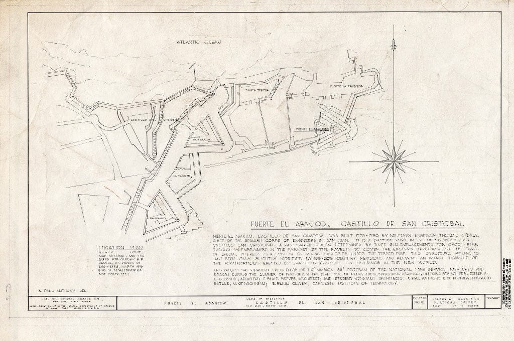 Blueprint HABS PR,7-SAJU,56- (Sheet 1 of 11) - Fuerte El Abanico, Boulevard Norzagaray, San Juan, San Juan Municipio, PR