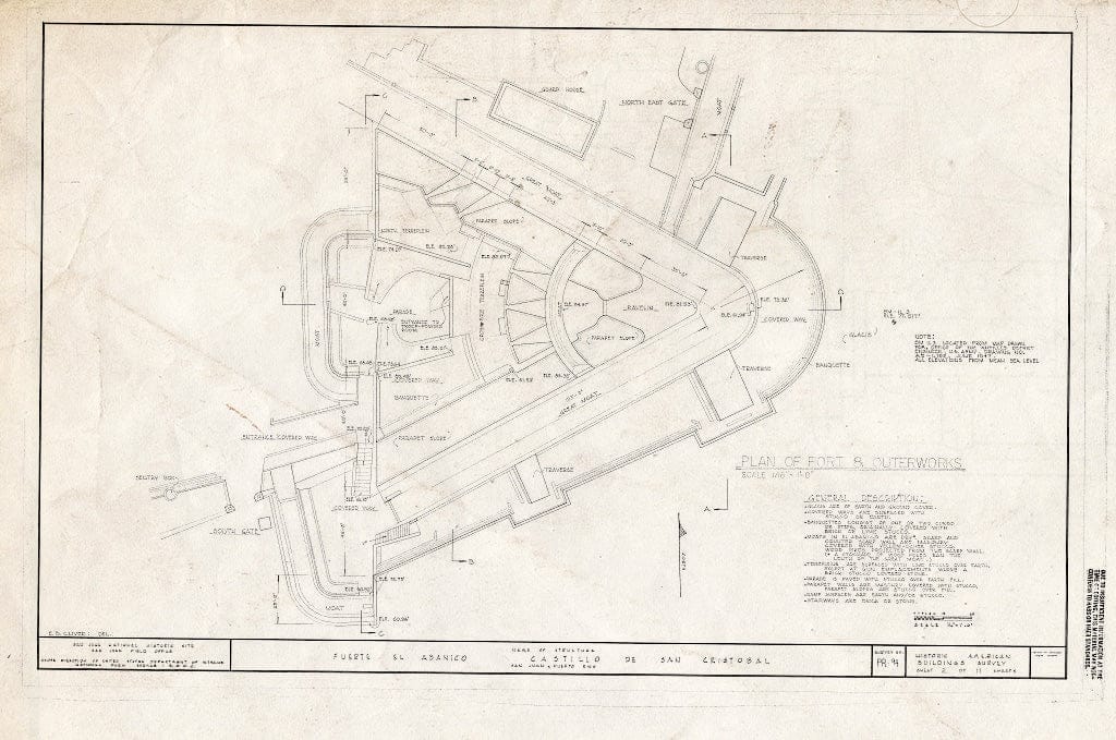 Blueprint HABS PR,7-SAJU,56- (Sheet 2 of 11) - Fuerte El Abanico, Boulevard Norzagaray, San Juan, San Juan Municipio, PR