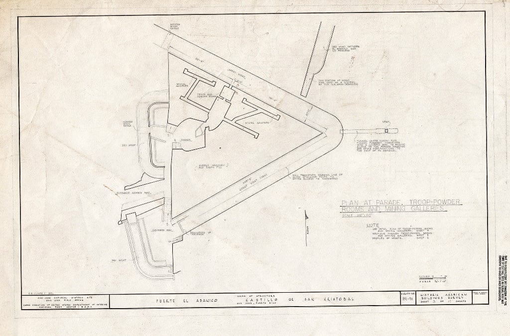 Blueprint HABS PR,7-SAJU,56- (Sheet 3 of 11) - Fuerte El Abanico, Boulevard Norzagaray, San Juan, San Juan Municipio, PR