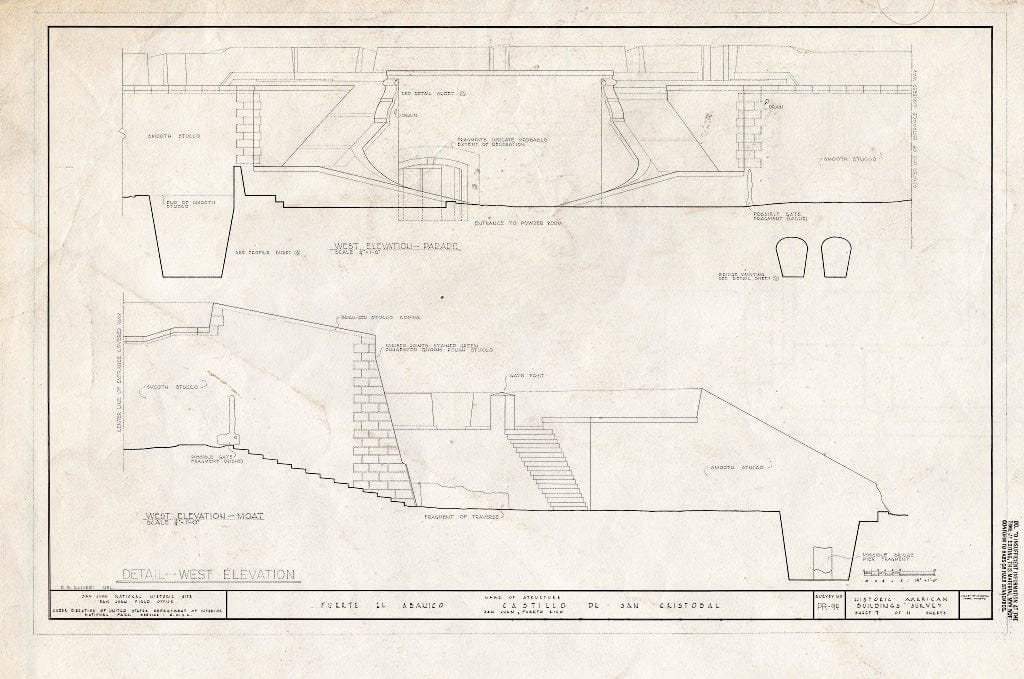 Blueprint HABS PR,7-SAJU,56- (Sheet 7 of 11) - Fuerte El Abanico, Boulevard Norzagaray, San Juan, San Juan Municipio, PR