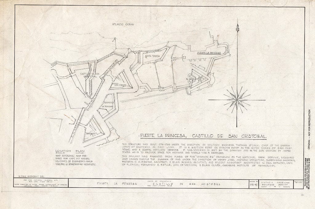 Blueprint HABS PR,7-SAJU,57- (Sheet 1 of 7) - Fuerte La Princessa, Boulevard Norzagaray, San Juan, San Juan Municipio, PR