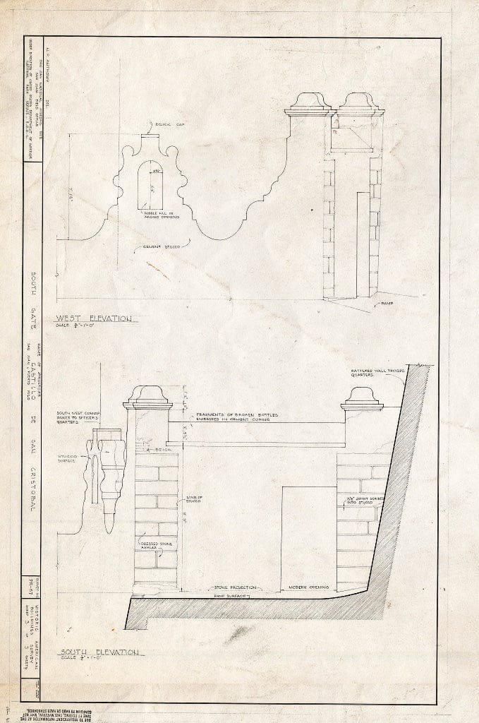 Blueprint HABS PR,7-SAJU,48- (Sheet 3 of 3) - South Gate, Boulevard Norzagaray, San Juan, San Juan Municipio, PR